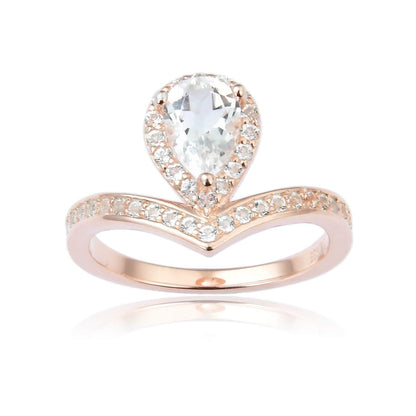 White Topaz Teardrop Ring