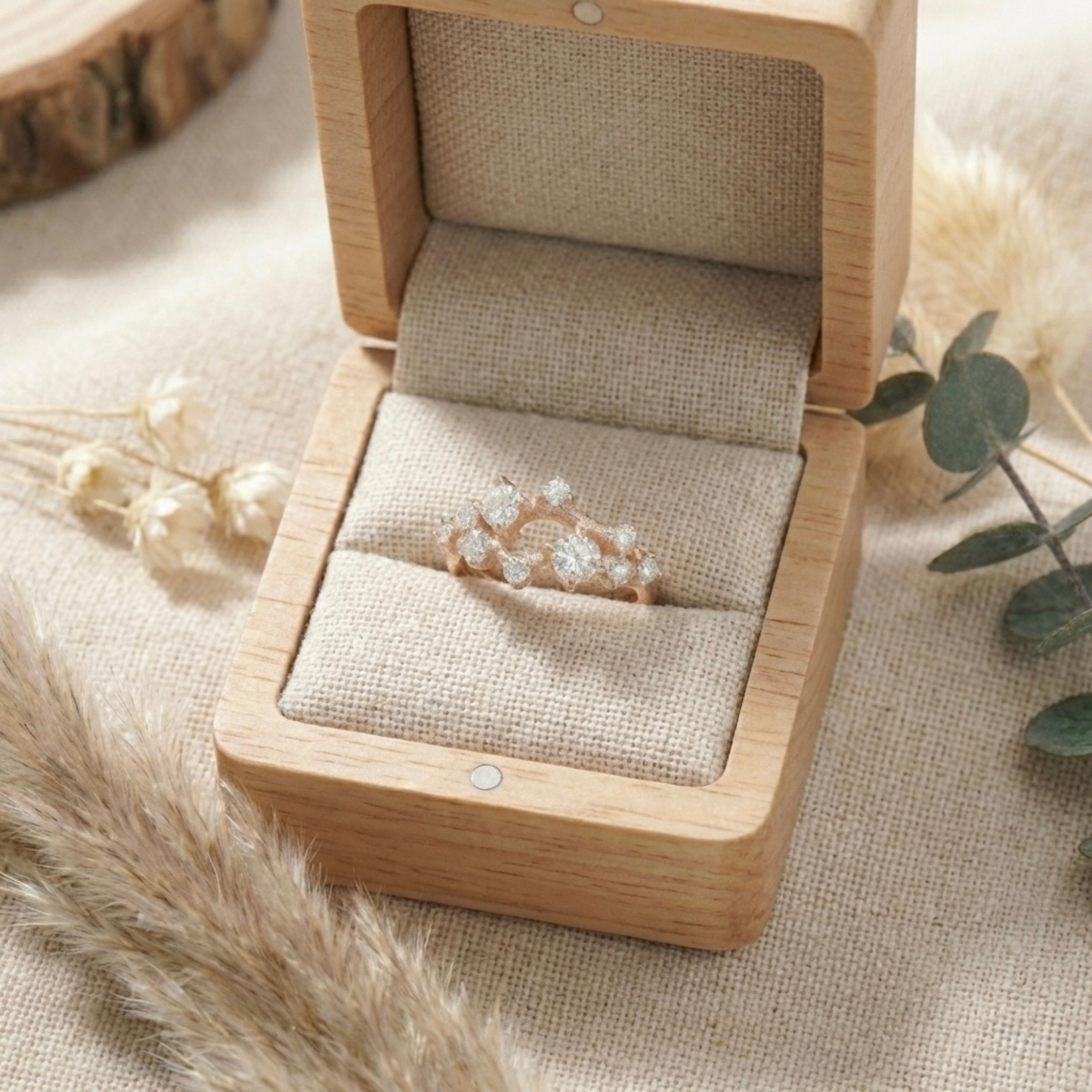 0.67 Ct  Round White Sapphire Prong Silver Cluster Ring