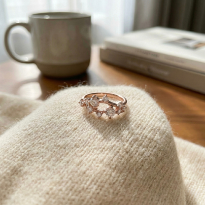 0.67 Ct  Round White Sapphire Prong Silver Cluster Ring