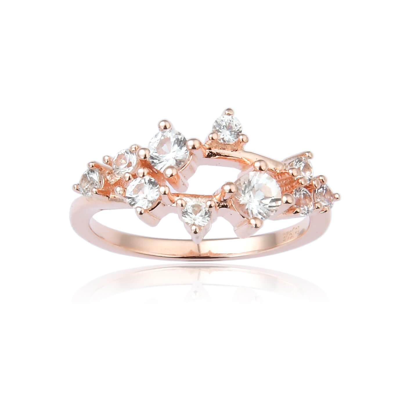 0.67 Ct  Round White Sapphire Prong Silver Cluster Ring