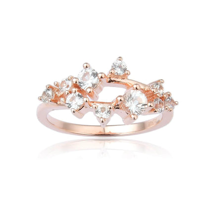 0.67 Ct  Round White Sapphire Prong Silver Cluster Ring