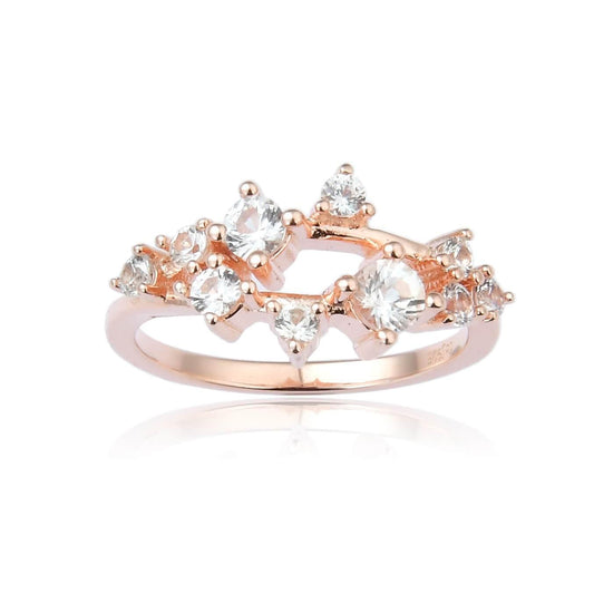 0.67 Ct  Round White Sapphire Prong Silver Cluster Ring