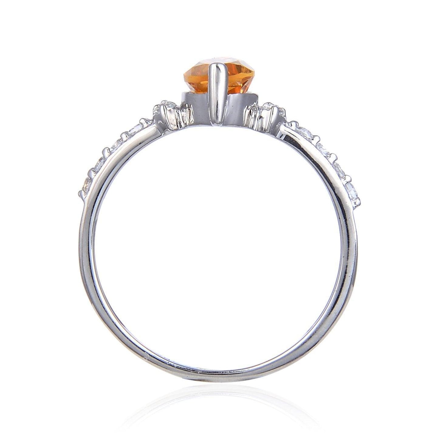 1.24 Ct Marquise Yellow Citrine and White Topaz Prong Silver Engagement Ring