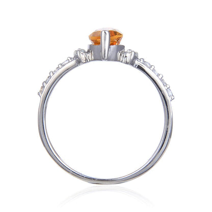 1.24 Ct Marquise Yellow Citrine and White Topaz Prong Silver Engagement Ring
