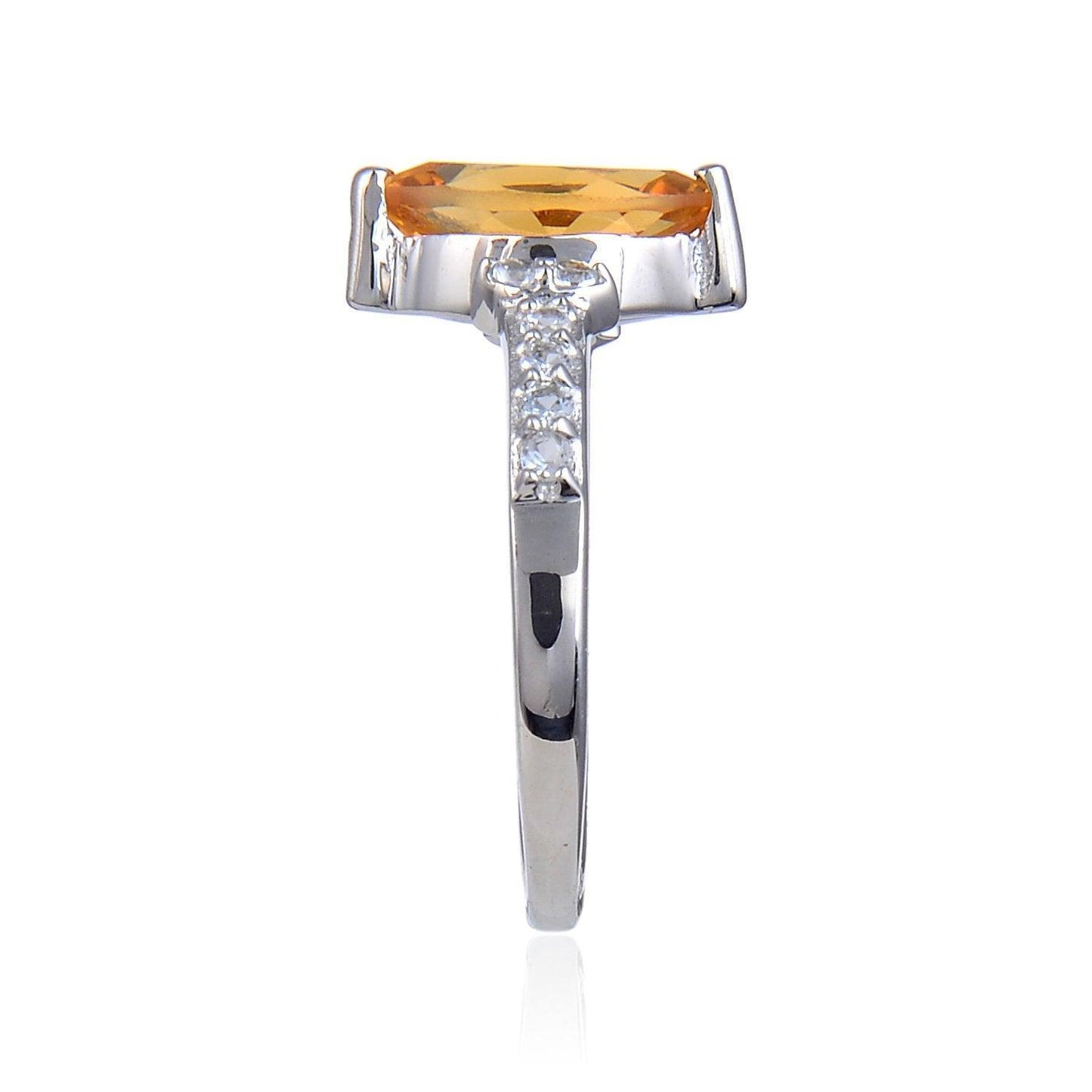 1.24 Ct Marquise Yellow Citrine and White Topaz Prong Silver Engagement Ring