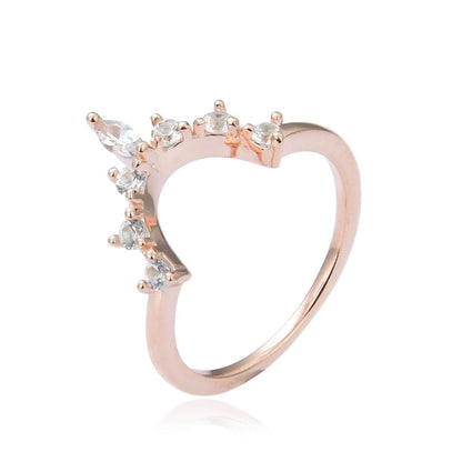 0.33 Ct  Marquise White Sapphire Prong Silver Starburst Tiara Ring