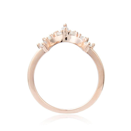0.33 Ct  Marquise White Sapphire Prong Silver Starburst Tiara Ring