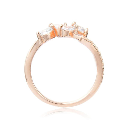 0.45 Ct Marquise White Sapphire Prong Silver Leaf Ring