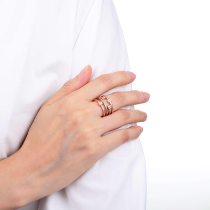 White Topaz Sapphire Four Band Fashion Ring