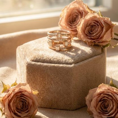 White Topaz Sapphire Four Band Fashion Ring