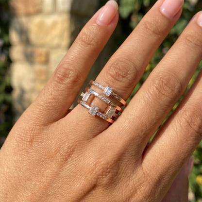 White Topaz Sapphire Four Band Fashion Ring