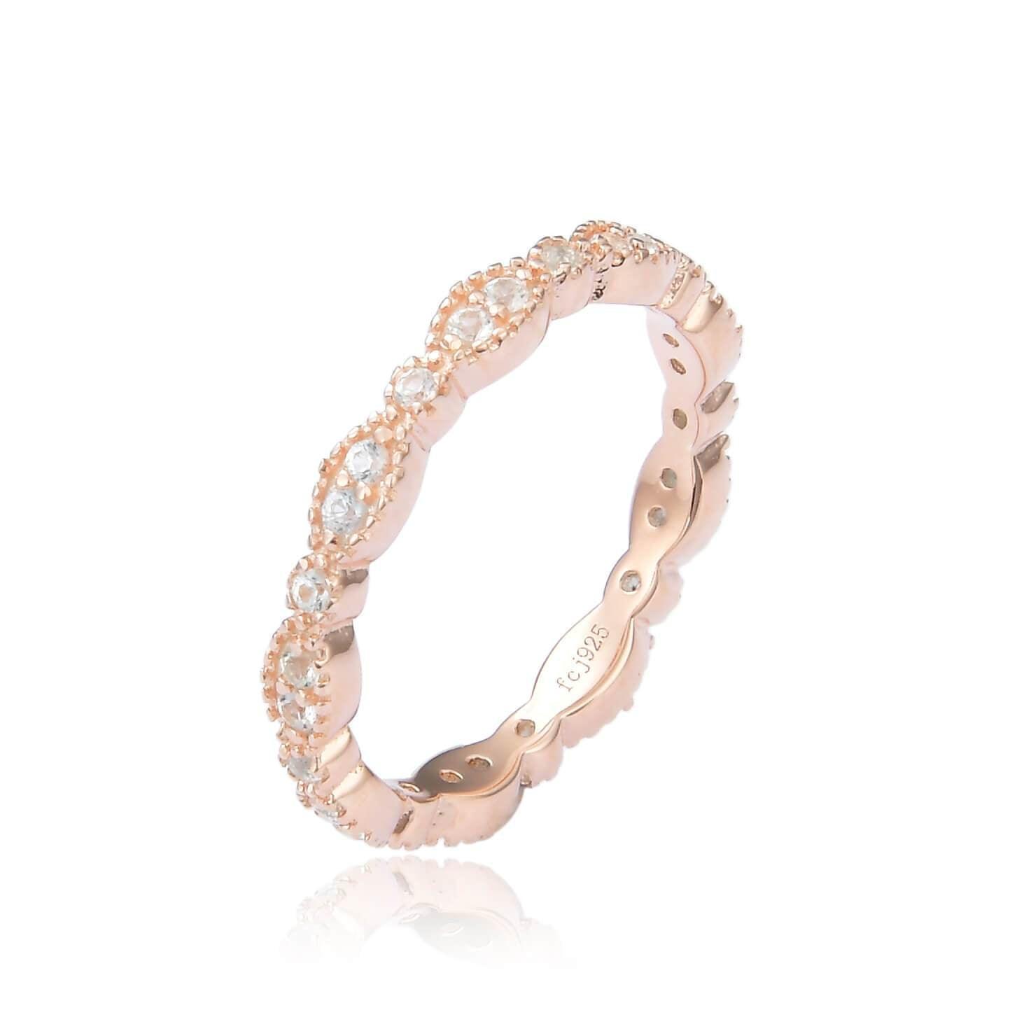 0.27 Ct Round White Sapphire Prong Silver Eternity Ring
