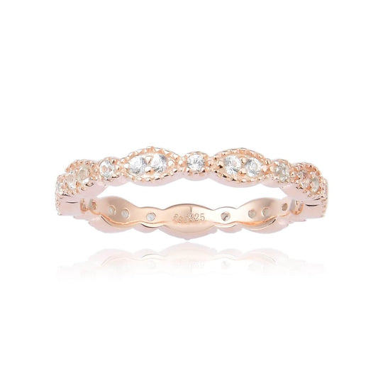 0.27 Ct Round White Sapphire Prong Silver Eternity Ring