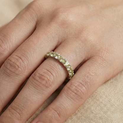 0.9 Ct Round Green Peridot Prong Silver Half Eternity Ring