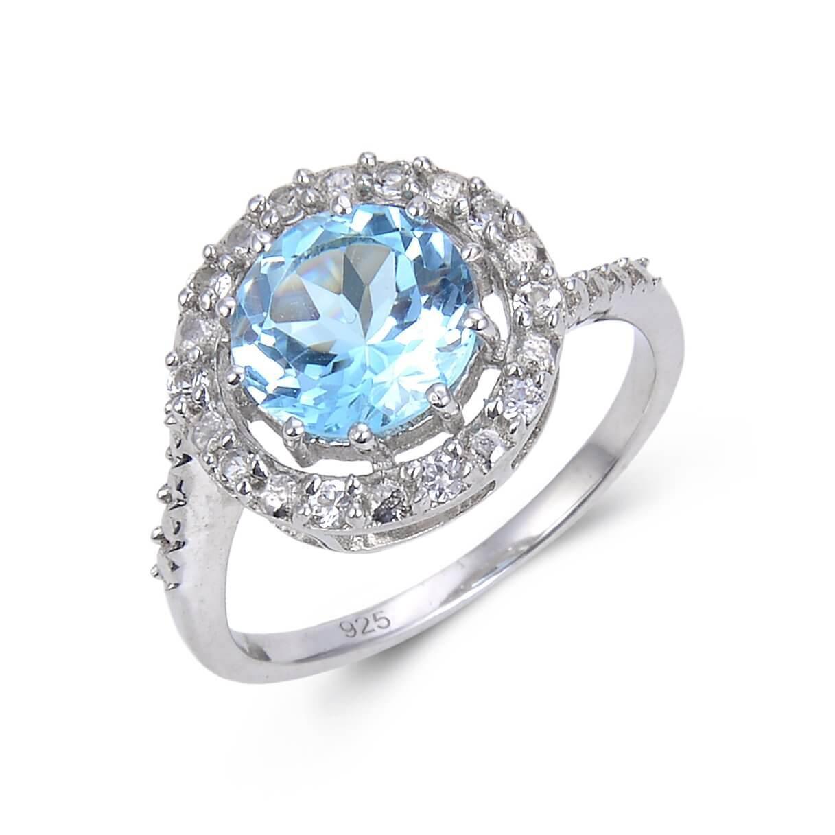 Blue Topaz Halo Fashion Ring