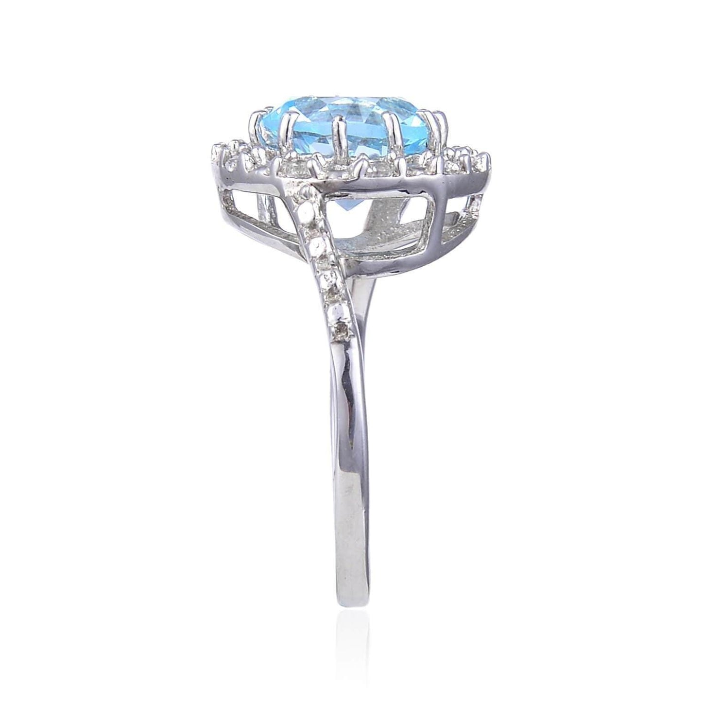 Blue Topaz Halo Fashion Ring