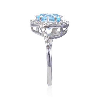 Blue Topaz Halo Fashion Ring