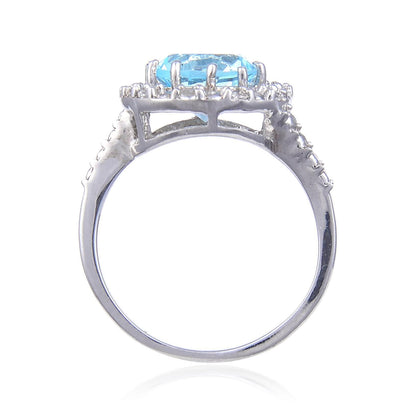 Blue Topaz Halo Fashion Ring