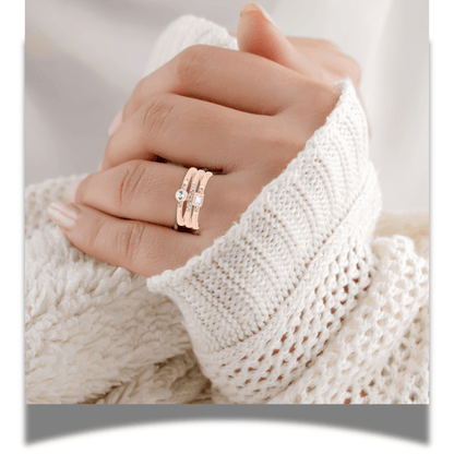 0.35 Ct Round White Sapphire and White Topaz Flush Silver Three Band Ring