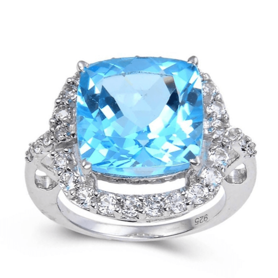 Blue Topaz Cushion Statement Ring