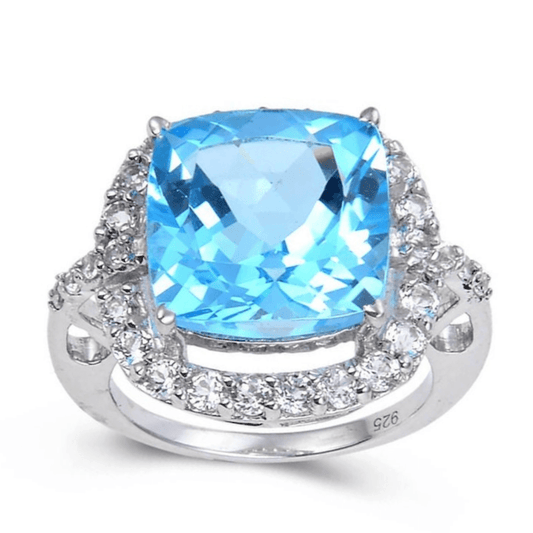 Blue Topaz Cushion Statement Ring