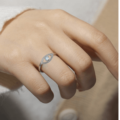 Blue Topaz Evil Eye Ring