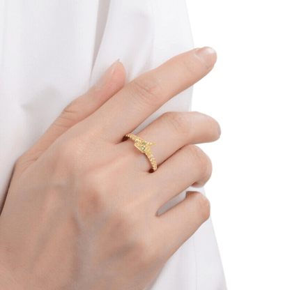 Round Green Emerald Prong Yellow Gold Over Silver Snake Bypass Ring