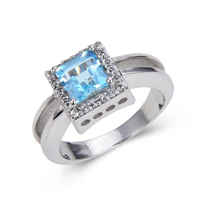 Blue Topaz Chunky Halo Ring