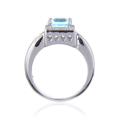 Blue Topaz Chunky Halo Ring