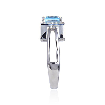 Blue Topaz Chunky Halo Ring