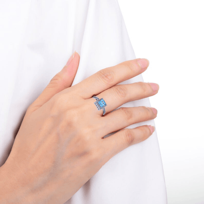 Blue Topaz Chunky Halo Ring