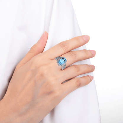 Blue Topaz Cushion Statement Ring