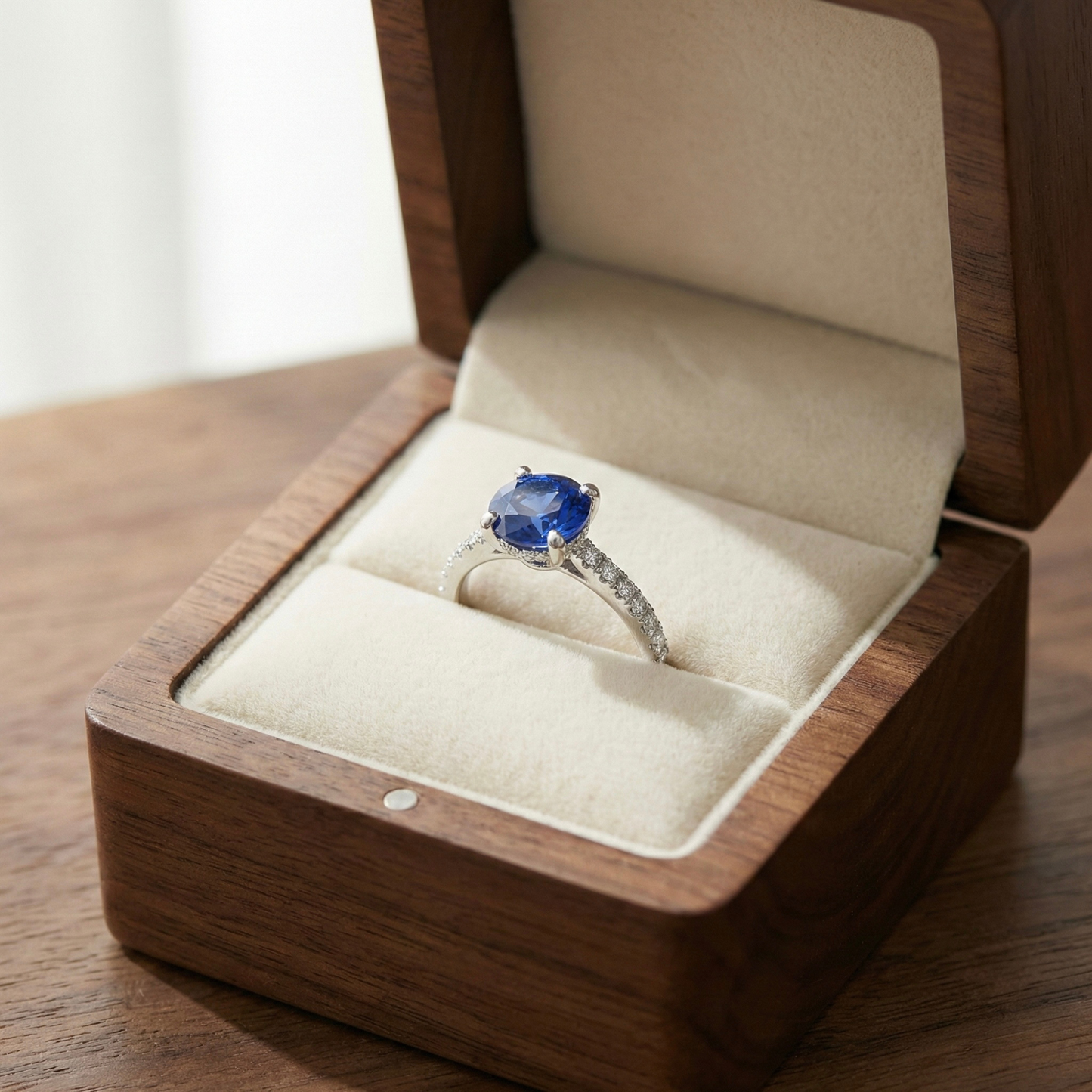 2.00 Ct Round Lab Created Blue Sapphire Prong Silver Pave-set Ring