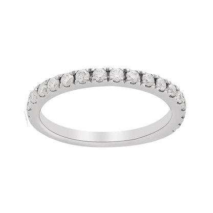0.70 Ct Round White Moissanite Prong Sterling Silver Eternity Engagement Ring