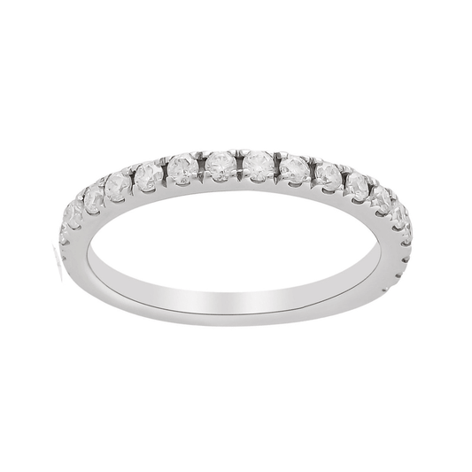 0.70 Ct Round White Moissanite Prong Sterling Silver Eternity Engagement Ring