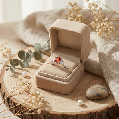 1.14 Ct Cushion Lab Created Peach Sapphire and Moissanite Prong Silver Five Stone Ring