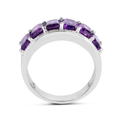3.30 Ct Octagon Purple Amethyst Prong Silver Half Eternity Band Ring