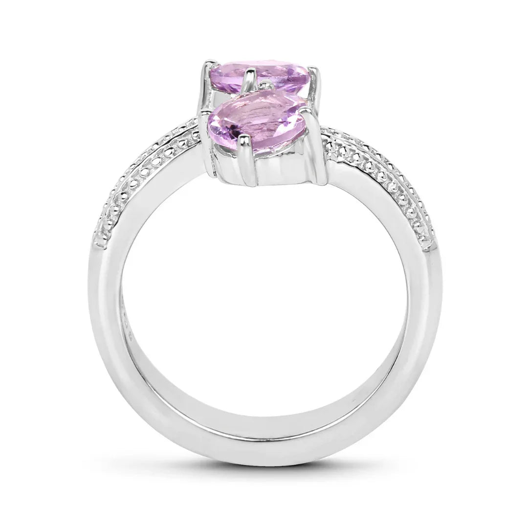 1.46 Ct Round Purple Amethyst Prong Silver Bypass Engagement Ring
