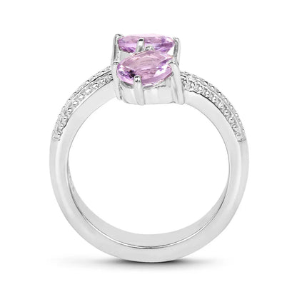 1.46 Ct Round Purple Amethyst Prong Silver Bypass Engagement Ring