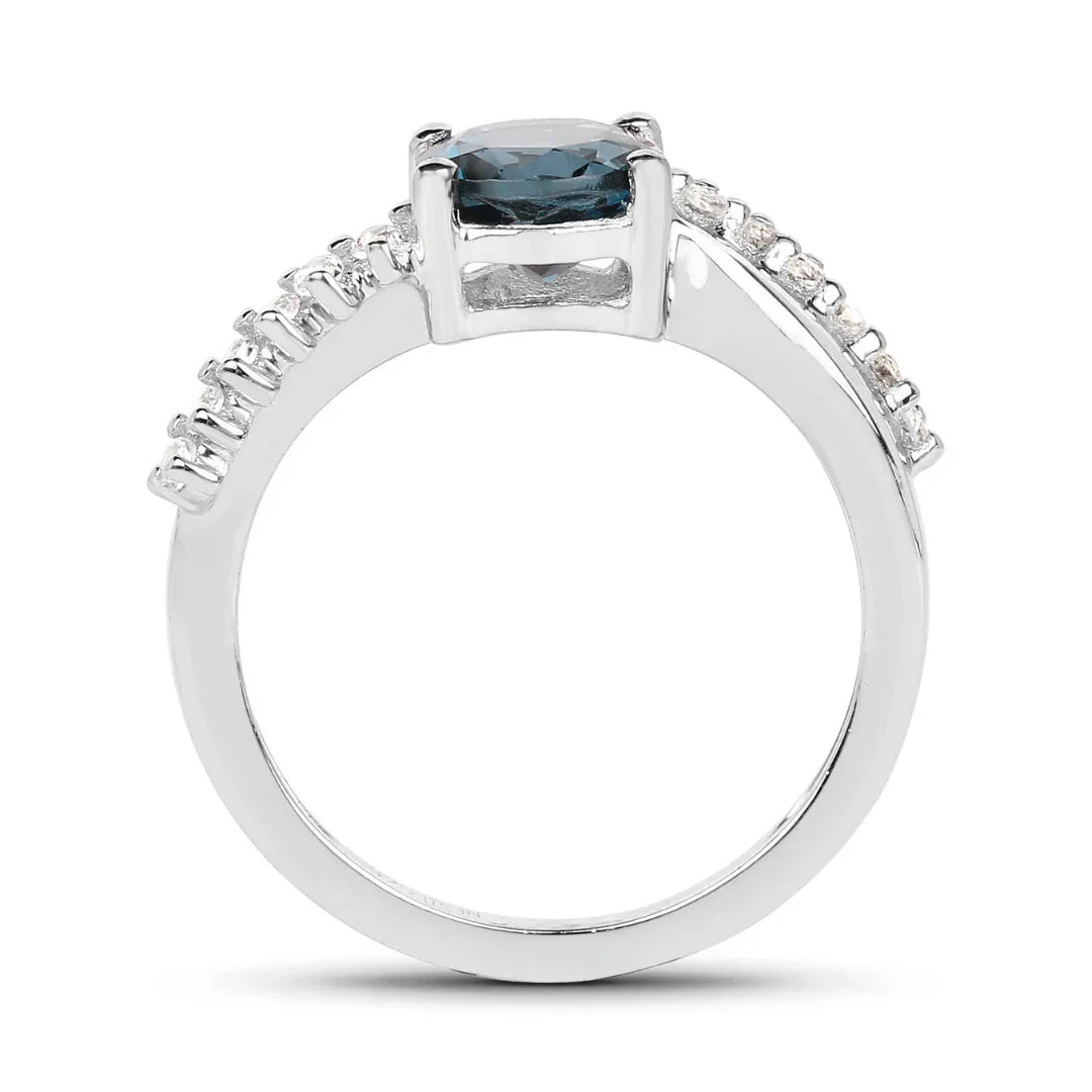 London Blue Topaz Pave Engagement Ring