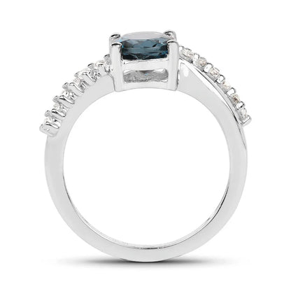 London Blue Topaz Pave Engagement Ring