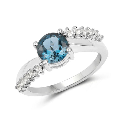 London Blue Topaz Pave Engagement Ring