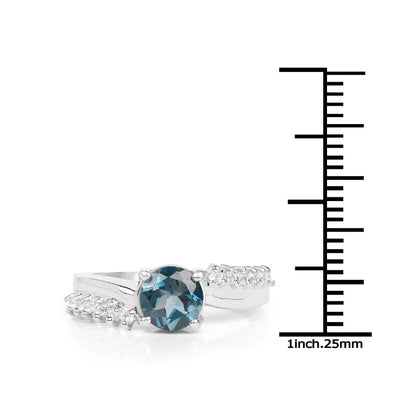 London Blue Topaz Pave Engagement Ring