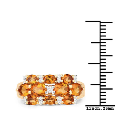 2.48 Ct Oval Yellow Citrine and White Topaz Prong Silver Cluster Ring