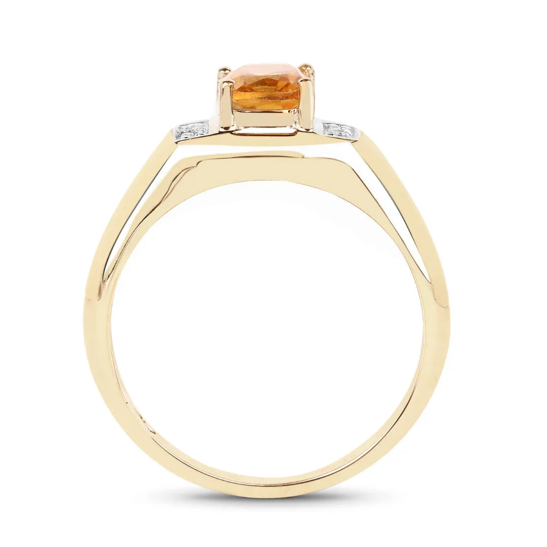 0.36 Ct Cushion Yellow Citrine and White Topaz Prong Silver Ring