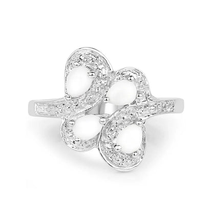 White Opal Floral Ring