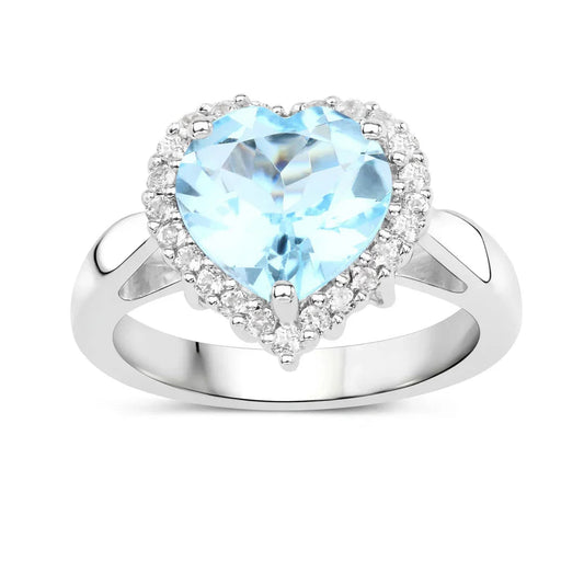 Genuine Blue Heart Topaz Ring