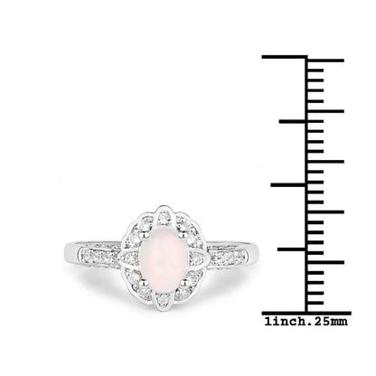 Ethiopian Opal Halo Pave Silver Ring