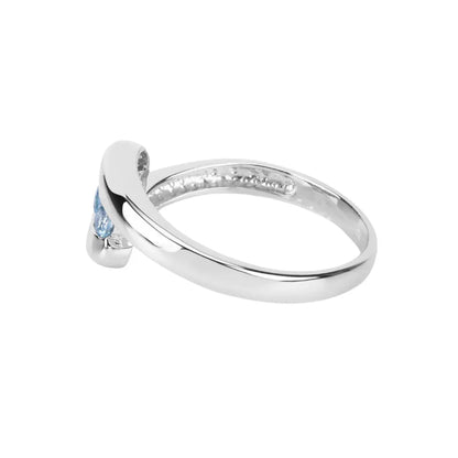 Genuine Blue Topaz Bypass Three Stone Ring