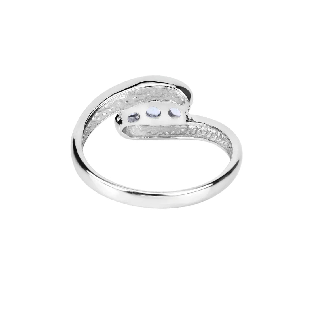 Genuine Blue Topaz Bypass Three Stone Ring